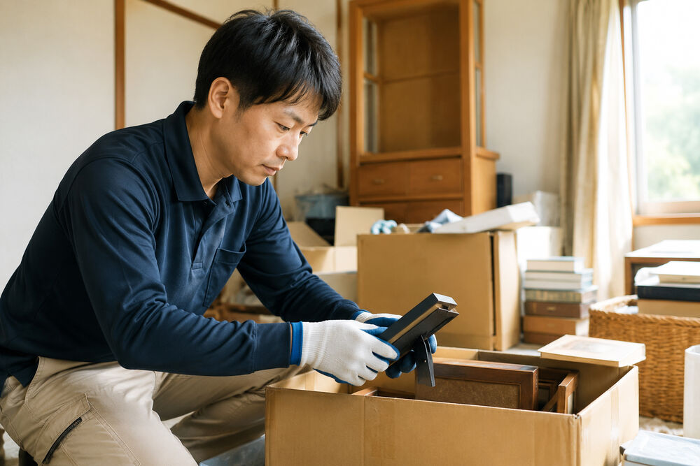 貴重品・形見を一つずつ仕分けする様子
